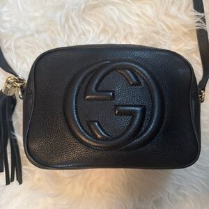 Gucci Black Soho Pebbled Leather Crossbody with Tassel